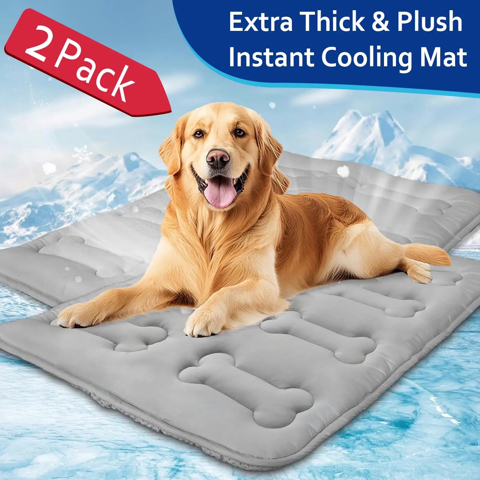 2-Pack Durable Non-Slip Cooling Mats for Dogs and Cats - Lightweight, Washable, and Portable Summer Pet Cooling Pads