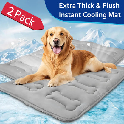 2-Pack Durable Non-Slip Cooling Mats for Dogs and Cats - Lightweight, Washable, and Portable Summer Pet Cooling Pads