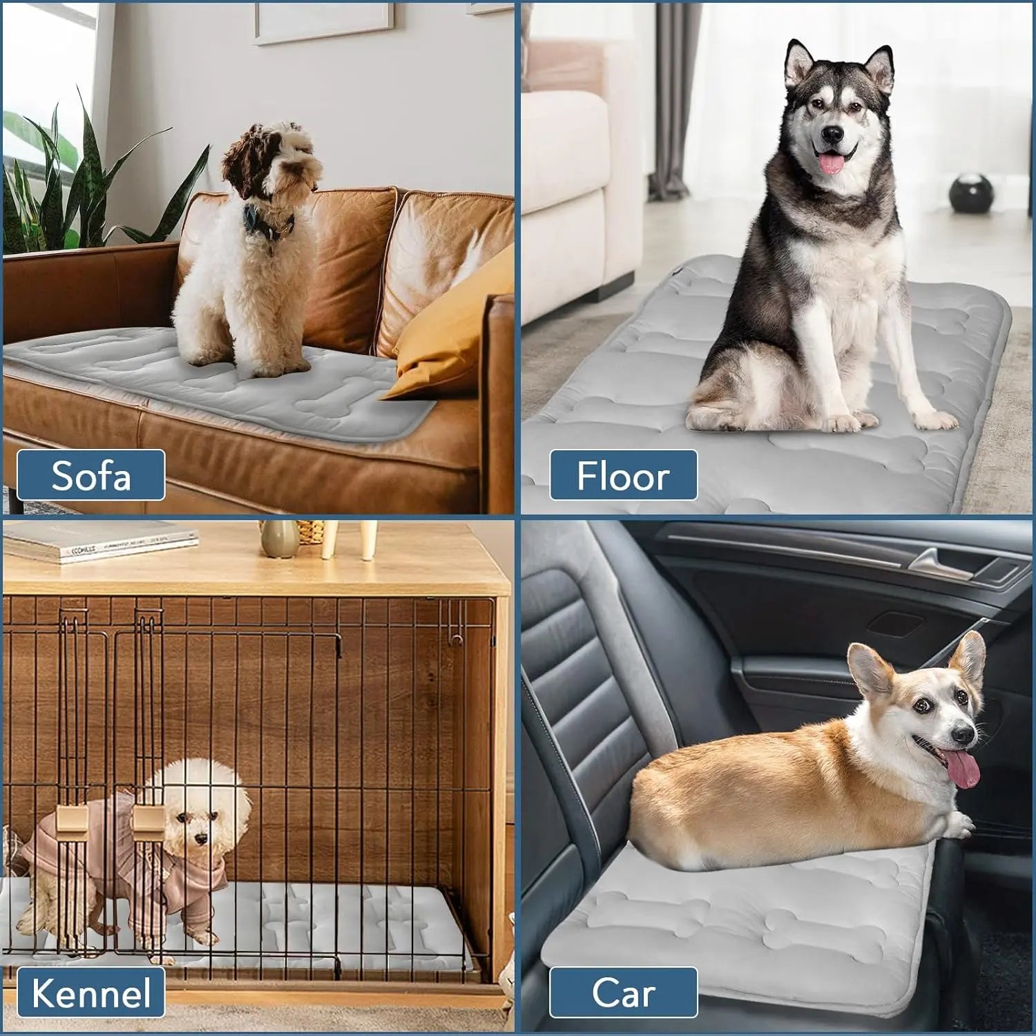 2-Pack Durable Non-Slip Cooling Mats for Dogs and Cats - Lightweight, Washable, and Portable Summer Pet Cooling Pads